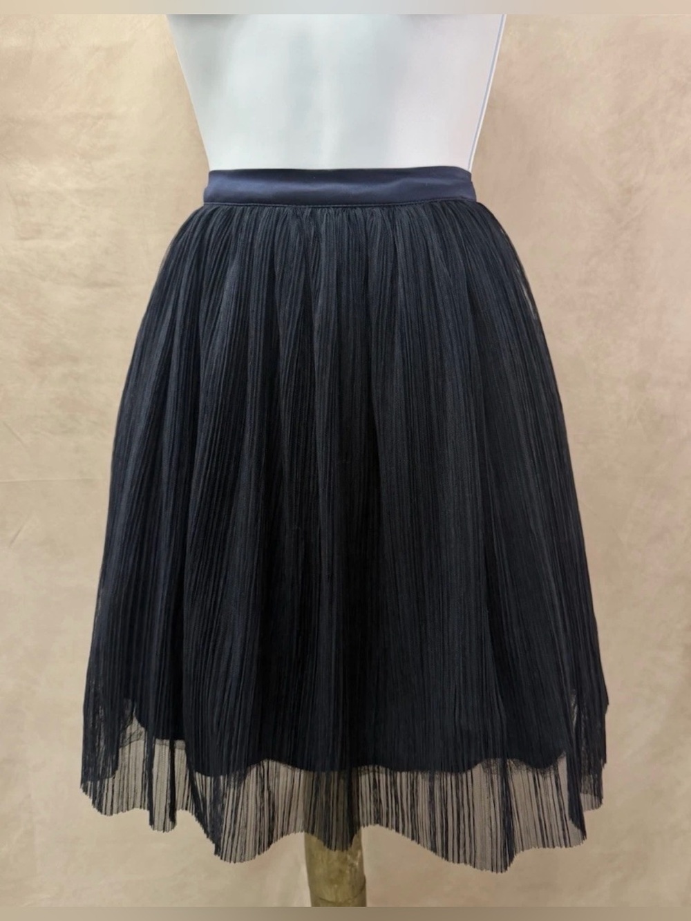 Trixxi Navy Blue Formal Flounce Chiffon & Tulle Pleated Party Mini Skirt Size 9